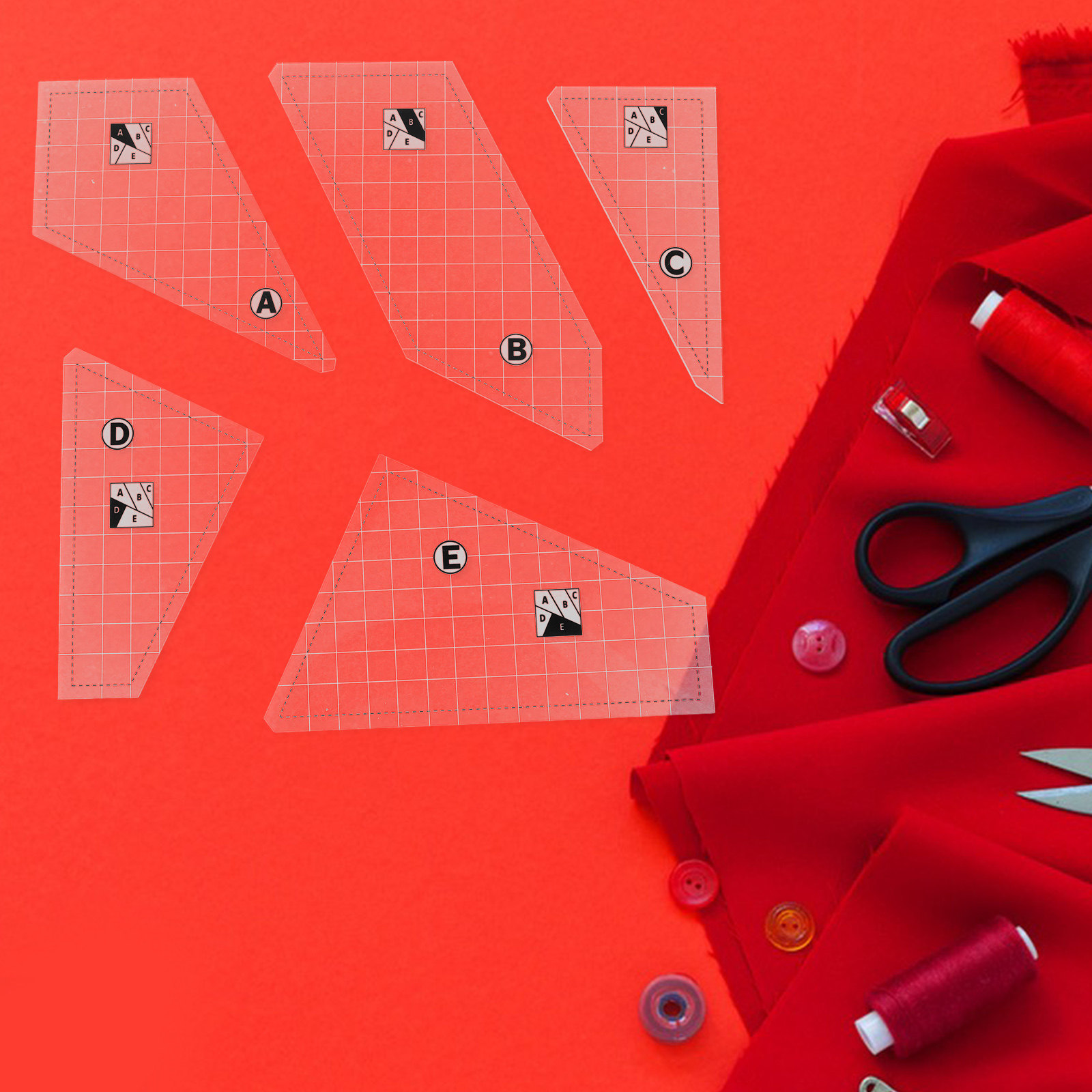5Pcs Quilting Template Set Acr - Sewing Gauge Ruler ulasan dan harga