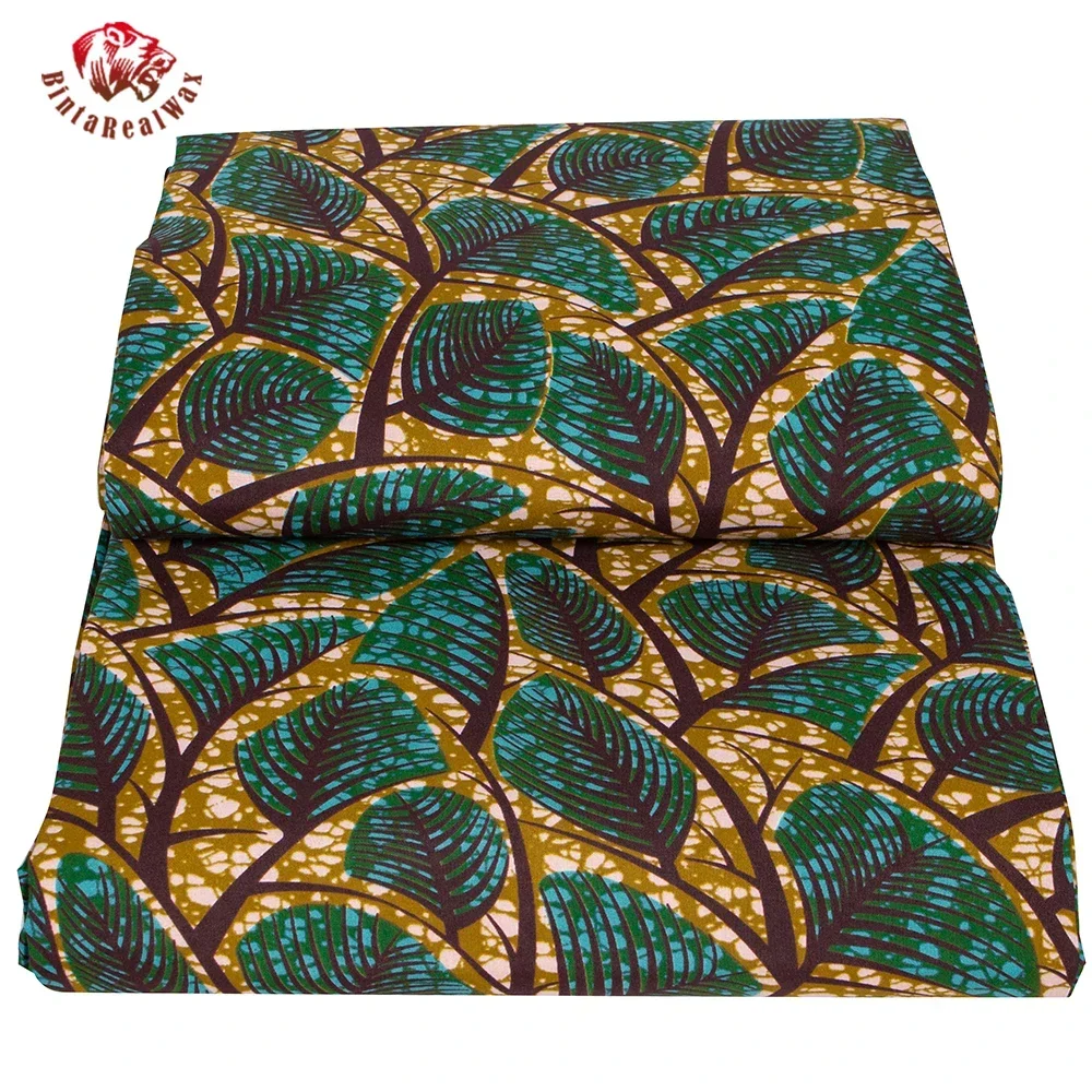 Ankara African Print Leaf Patt - Sewing Batik Fabric ulasan dan harga